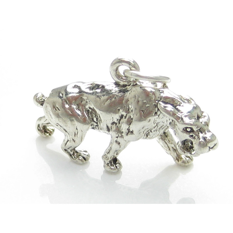 Saber Toothed Tiger Charm, Unique .925 Sterling Silver
